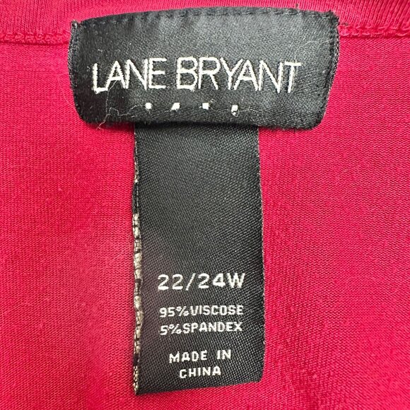 Lane Bryant Tunic Top Womens Size 22/24W Red Ruffle Front 3/4 Sleeve Soft Comfy - Picture 7 of 9